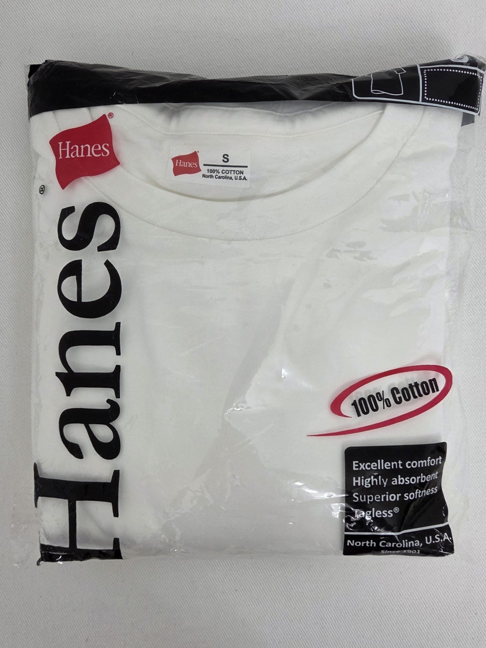 Hanes White Men’s Short Sleeve Crew Neck T-Shirt - Packaged